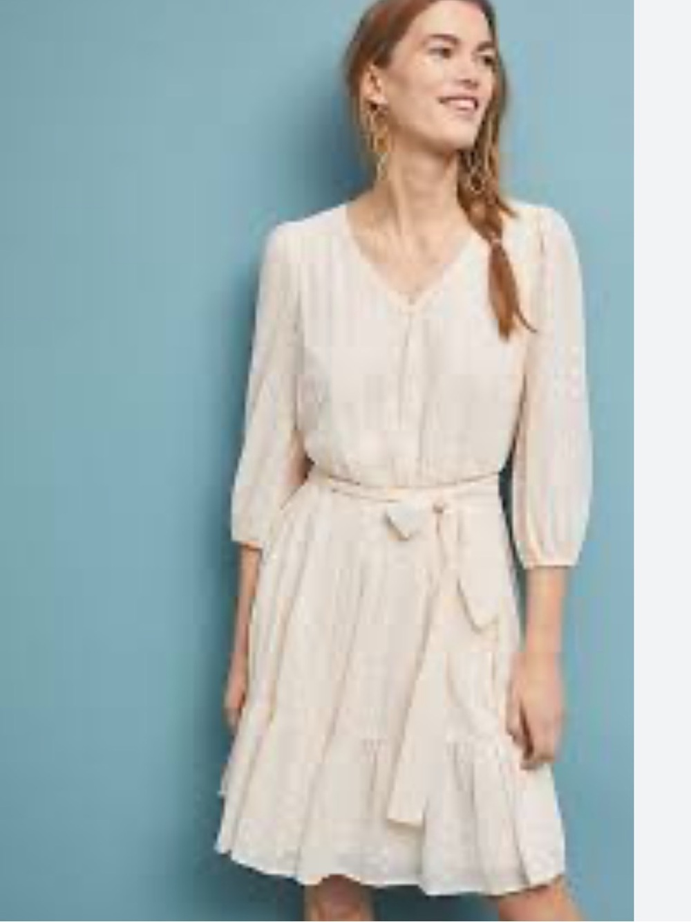 Gal meets glam 8 Marietta cream belted flounce hem fit-n-flate silhouette dress